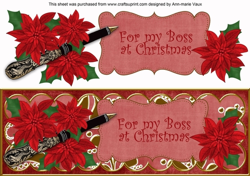 Red Poinsettia The Boss at Christmas XLarge DL Decoupage Topper