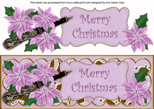 Lilac Poinsettia Merry Christmas XLarge DL Decoupage Topper