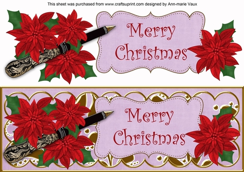 Lilac Red Poinsettia Merry Christmas XLarge DL Decoupage Topper