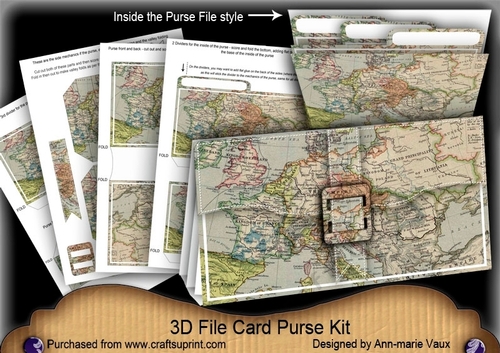 Oldie Worldie Europe Map 3D File Purse Mini Kit