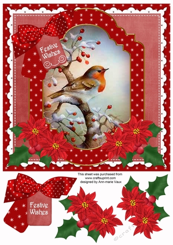 Red Robin Festive Wishes 8in Step by Step