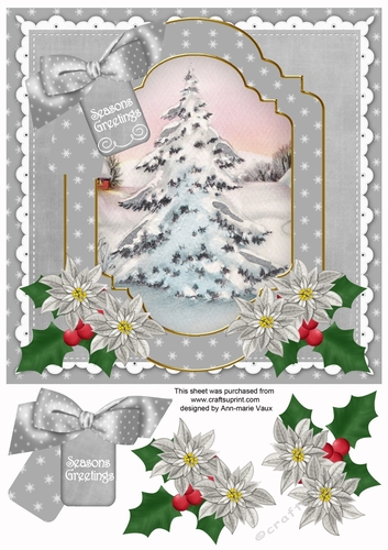 Snow Tree Seasons Greetings 8in Step by Step