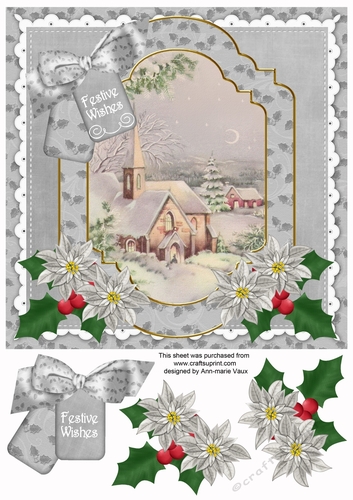 Christmas Day Church Festive Wishes Fancy 8in Step by Step