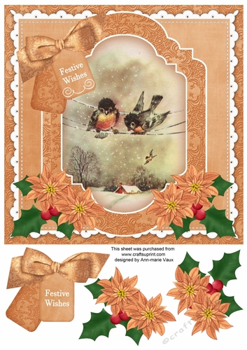 Cheeky Birds Festive Wishes Fancy 8in Step by Step