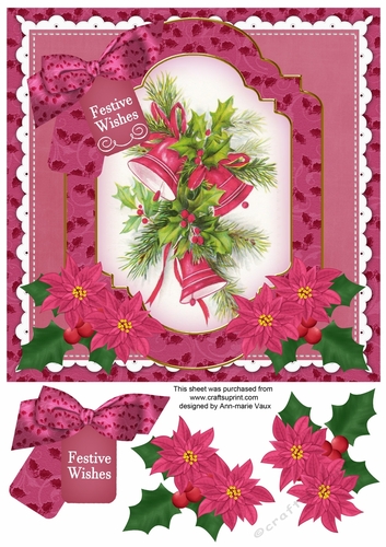 Pink Bells Festive Wishes Fancy 8in Step by Step