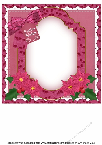Pink Bells Festive Wishes 8x8inch Fancy Insert Panel