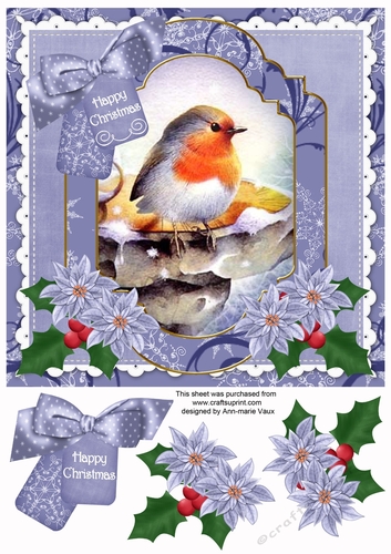 Blue Robin Happy Christmas Fancy 8in Step by Step
