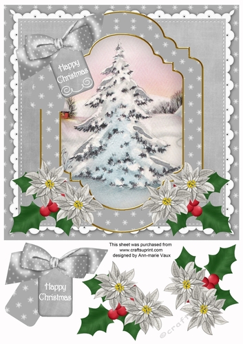 Snow Tree Happy Christmas Fancy 8in Step by Step