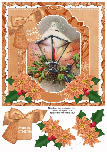 Christmas Lantern Seasons Greetings Fancy 8in Step by Step