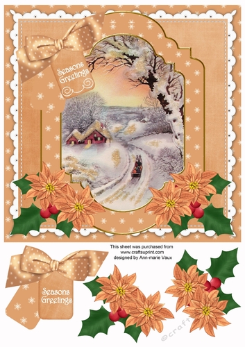 Winter Sunset Seasons Greetings Fancy 8in Step by Step