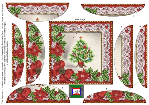 Christmas Tree Red Poinsettia 5in Rounded Spiral Stacker