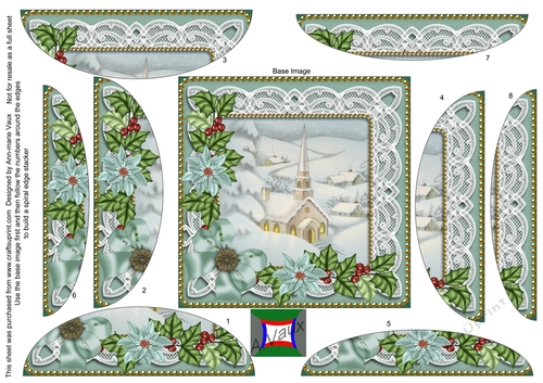 Teal Church Ice Poinsettia 5in Rounded Spiral Stacker