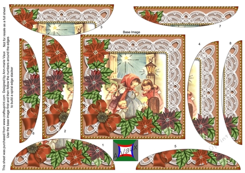 Nativity Scene Poinsettia 5in Rounded Spiral Stacker