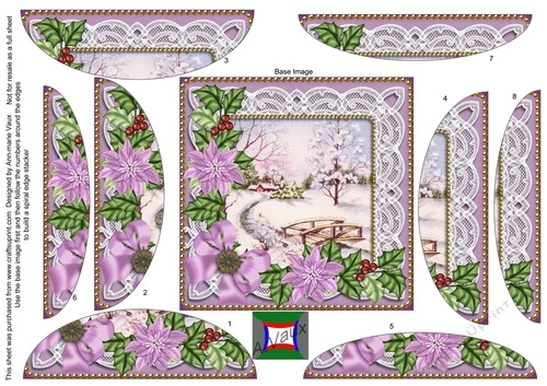 Pretty Snowscene Lilac Poinsettia 5in Rounded Spiral Stacker