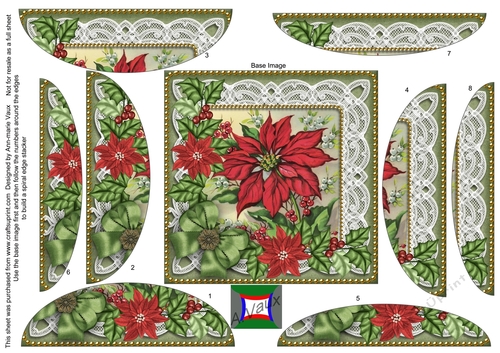 Double Red Poinsettia 5in Rounded Spiral Stacker