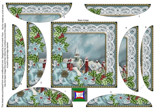 Blue Rooftops Poinsettia 5in Rounded Spiral Stacker