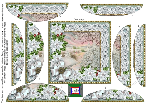 Snow scene Poinsettia 5in Rounded Spiral Stacker