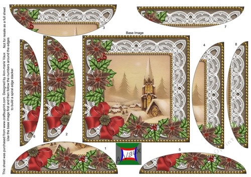 Snow Steeple Poinsettia 5in Rounded Spiral Stacker