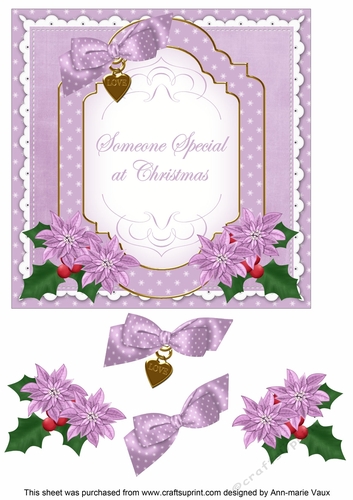 Purple Poinsettia Someone Special at Christmas Fancy 7in Decoupage Topper