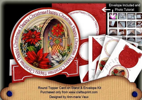Poinsettia Window 3D Circle Card with Toppers & Envelope Mini Kit