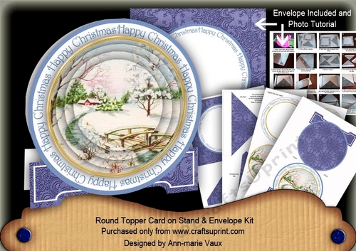 Blue Snowscene 3D Circle Card with Toppers & Envelope Mini Kit