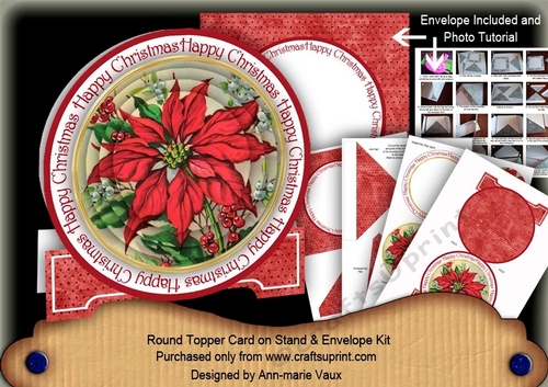 Christmas Poinsettia 3D Circle Card with Toppers & Envelope Mini Kit