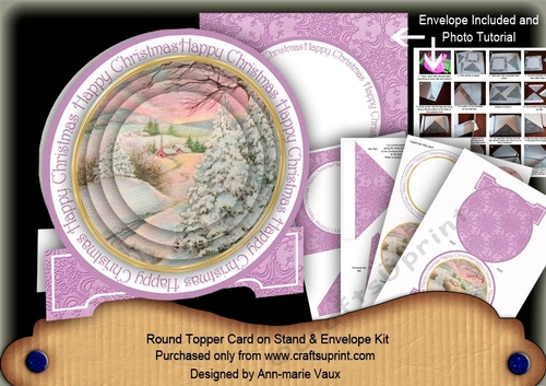 Snowscene Lilac 3D Circle Card with Toppers & Envelope Mini Kit