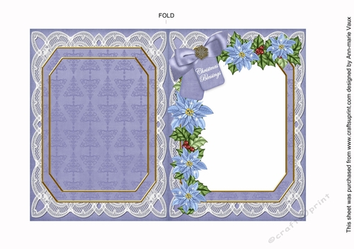 Snow Scene Christmas Blessings 7x5in Fancy Lace Foldable Insert