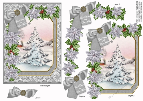 Snow Tree Good Cheer 7x5in Fancy Lace Step by Step