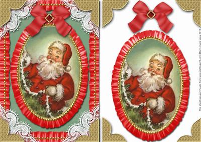 Santa Lace N Ruffles A5 Card Front Step by Step