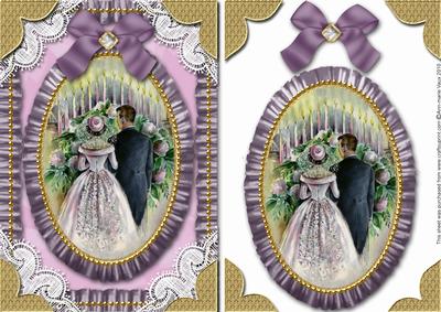 Wedding Couple Lace N Ruffles A5 Card Front Step by Step