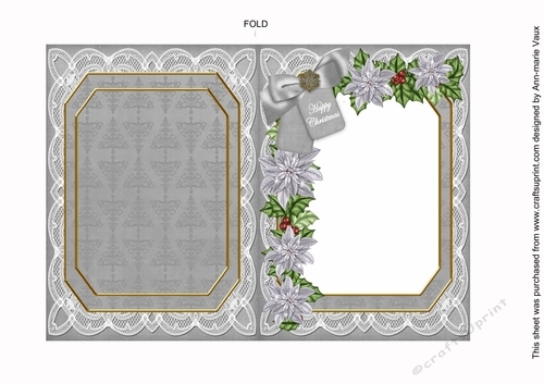 Snow Tree Happy Christmas 7x5in Fancy Lace Foldable Insert
