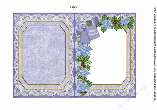 Blue Robin Happy Christmas 7x5in Fancy Lace Foldable Insert