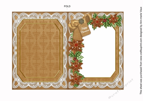 Reindeer Happy Christmas 7x5in Fancy Lace Foldable Insert