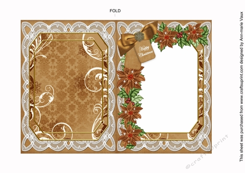 Snow Village Happy Christmas 7x5in Fancy Lace Foldable Insert
