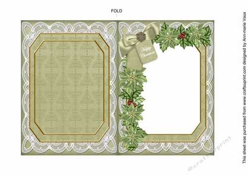 Winter Pub Happy Christmas 7x5in Fancy Lace Foldable Insert