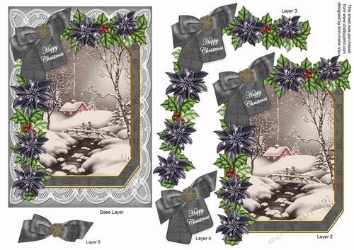 Winter Walk Happy Christmas 7x5in Fancy Lace Step by Step