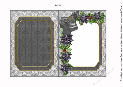 Winter Walk Happy Christmas 7x5in Fancy Lace Foldable Insert