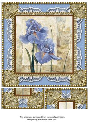 Blue Iris 8x8inch Lace N Gold Picture Sheet