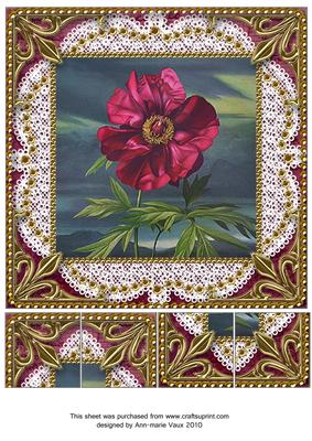 Plum Peony Lace N Gold 8x8inch Picture Sheet