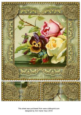 Floral Collection Lace N Gold 8x8inch Picture Sheet