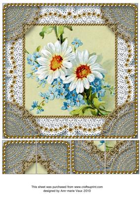 Forget Me Knot Daisies Lace N Gold 8x8inch Picture Sheet