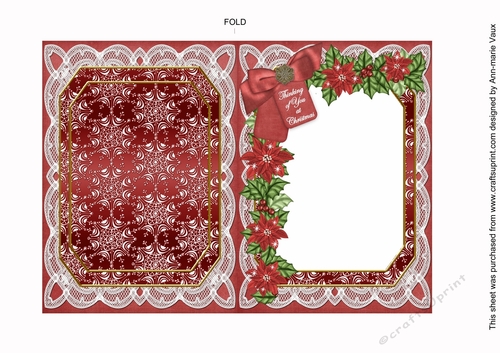 Red Robin Thinking of You 7x5in Fancy Lace Foldable Insert