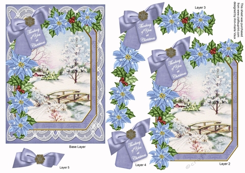 Snowscene Thinking of You 7x5in Fancy Lace Step by Step