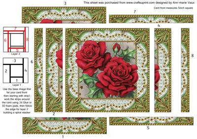 Beautiful Red Roses Spiral Edge Stacker Card Front