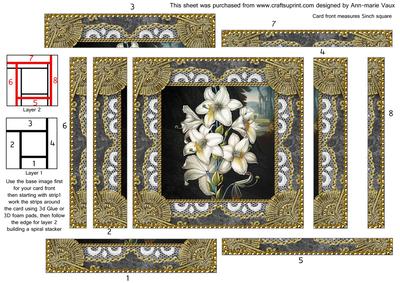 White Lillies 2 Square Spiral Edge Stacker Card Front