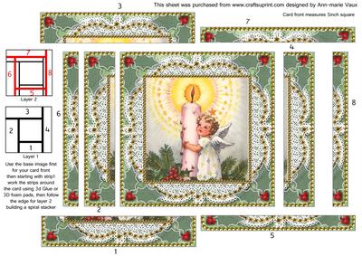 Christmas Candle Angel Spiral Edge Stacker Card Front