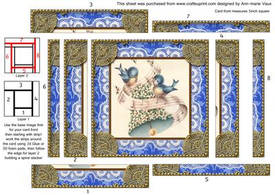 Wedding Blue Tit Bell Spiral Edge Stacker Card Front