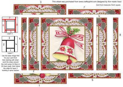 Christmas Bell Spiral Edge Stacker Card Front