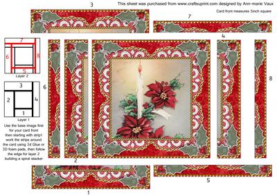 Christmas Candle 1 Spiral Edge Stacker Card Front